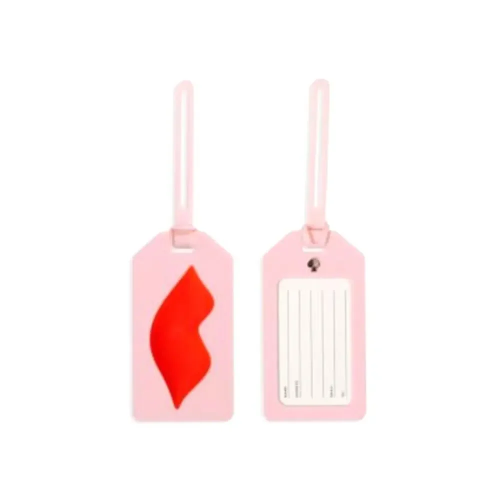 Kate Spade LIPS Luggage Tag Pink and Red Valentines Day New